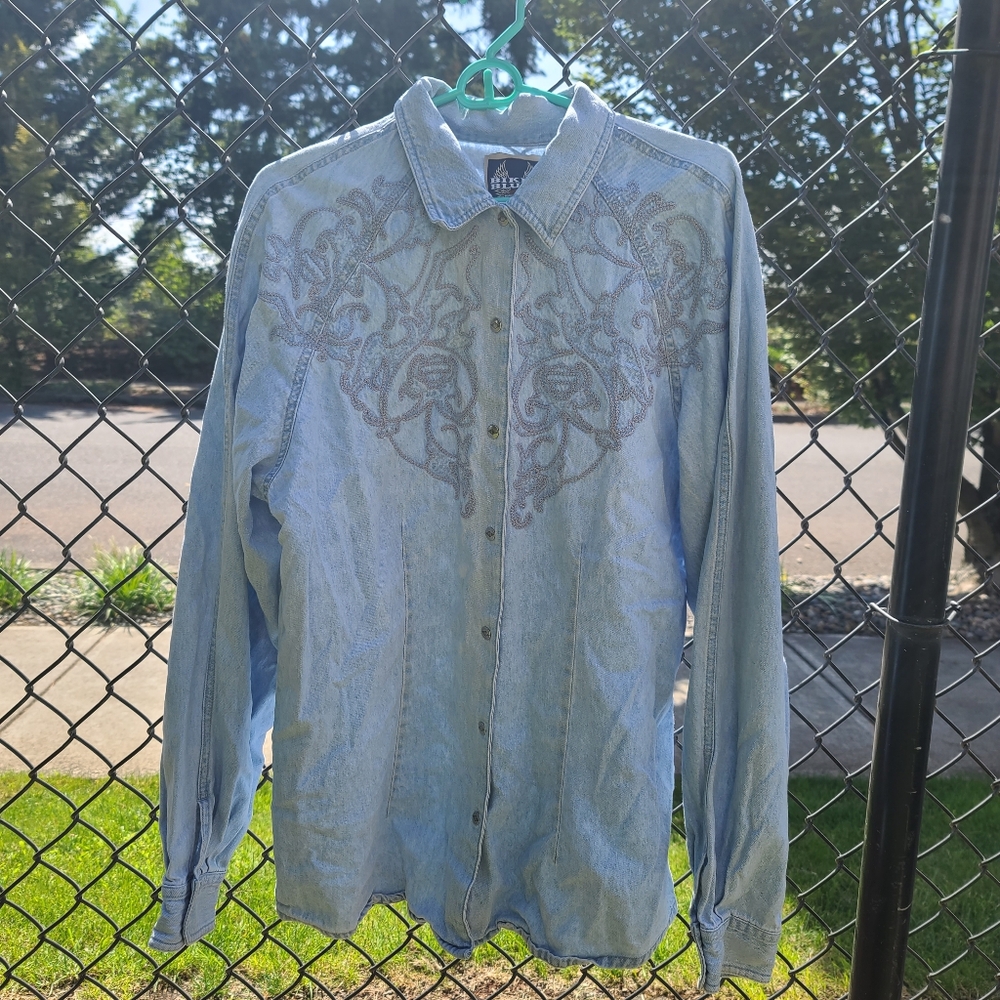 Vintage Ladies Biker Blues Harley Davidson Shirt - L